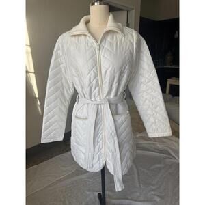 ATHLETA Mendocino Quilted Puffer Coat Jacket White Midi Length Womens Small